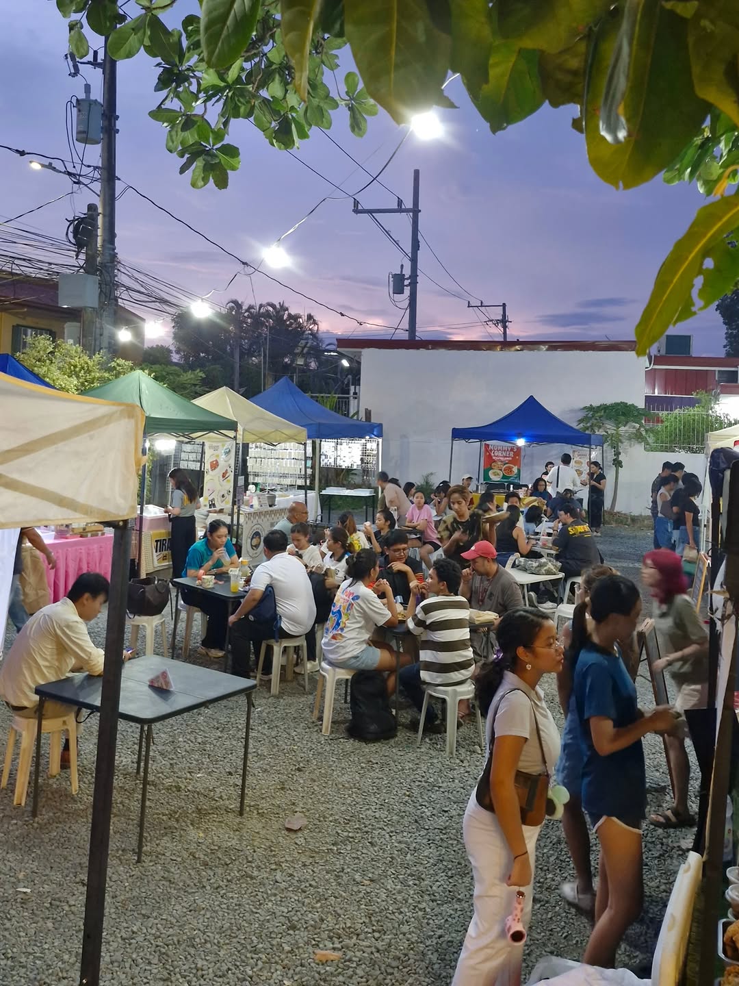 Night market purple dusk sky